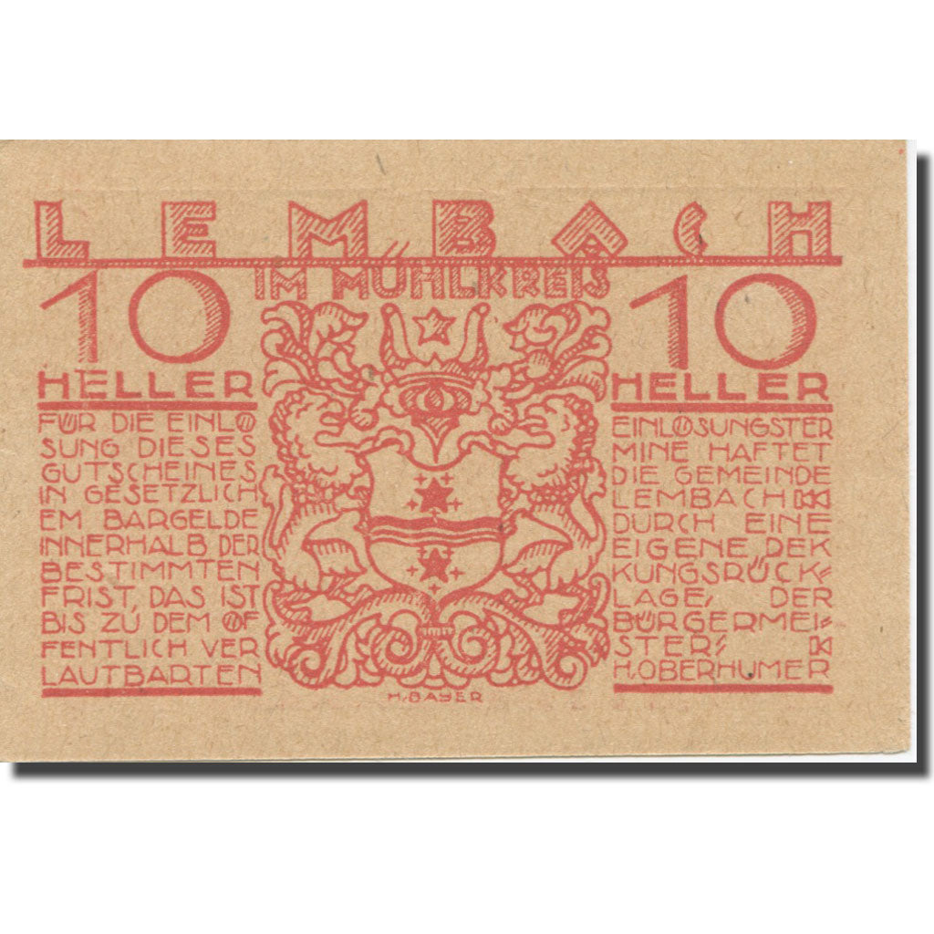 Billete, Austria, Lembach, 10 Heller, canon, EBC, Mehl:FS 510Ie