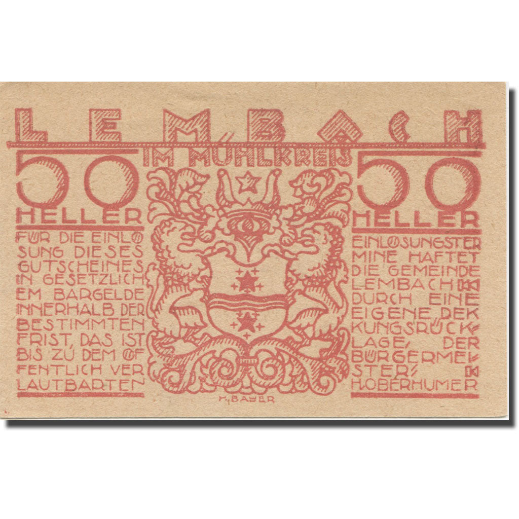 Billete, Austria, Lembach, 50 Heller, village, EBC, Mehl:FS 510Ie