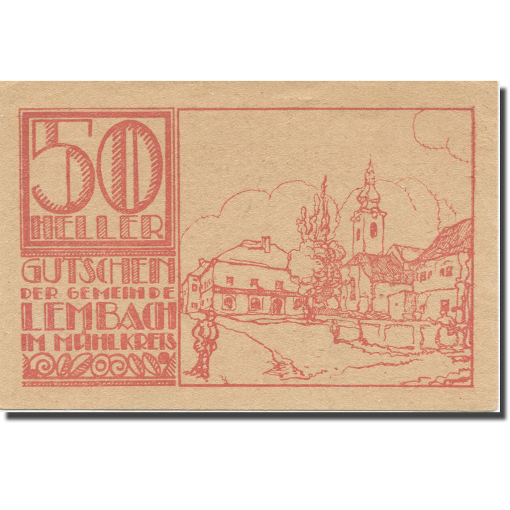 Billete, Austria, Lembach, 50 Heller, village, EBC, Mehl:FS 510Ie