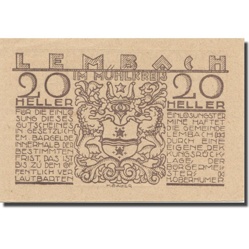 Geldschein, Österreich, Lembach, 20 Heller, paysage, VZ, Mehl:FS 510Ib
