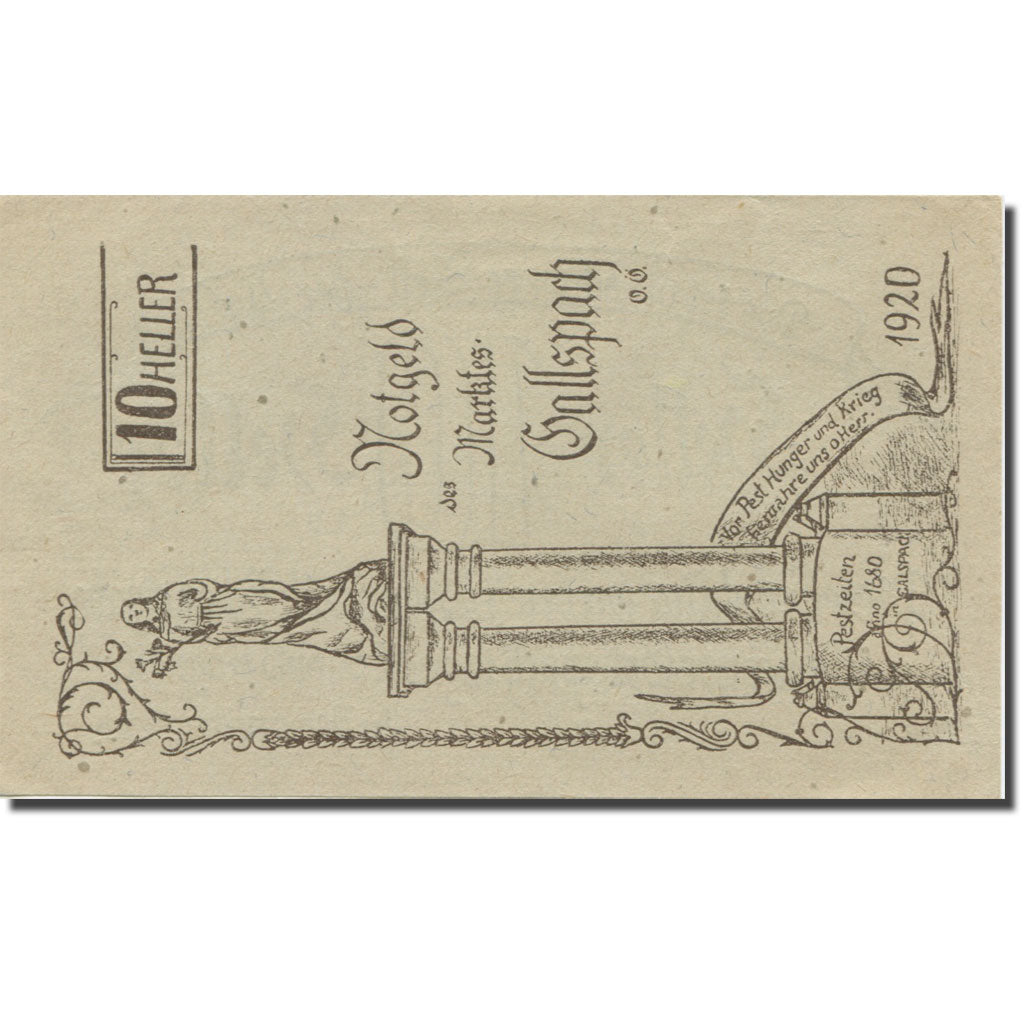 Banknote, Austria, Gallspach, 10 Heller, valeur faciale, 1920, AU(55-58)