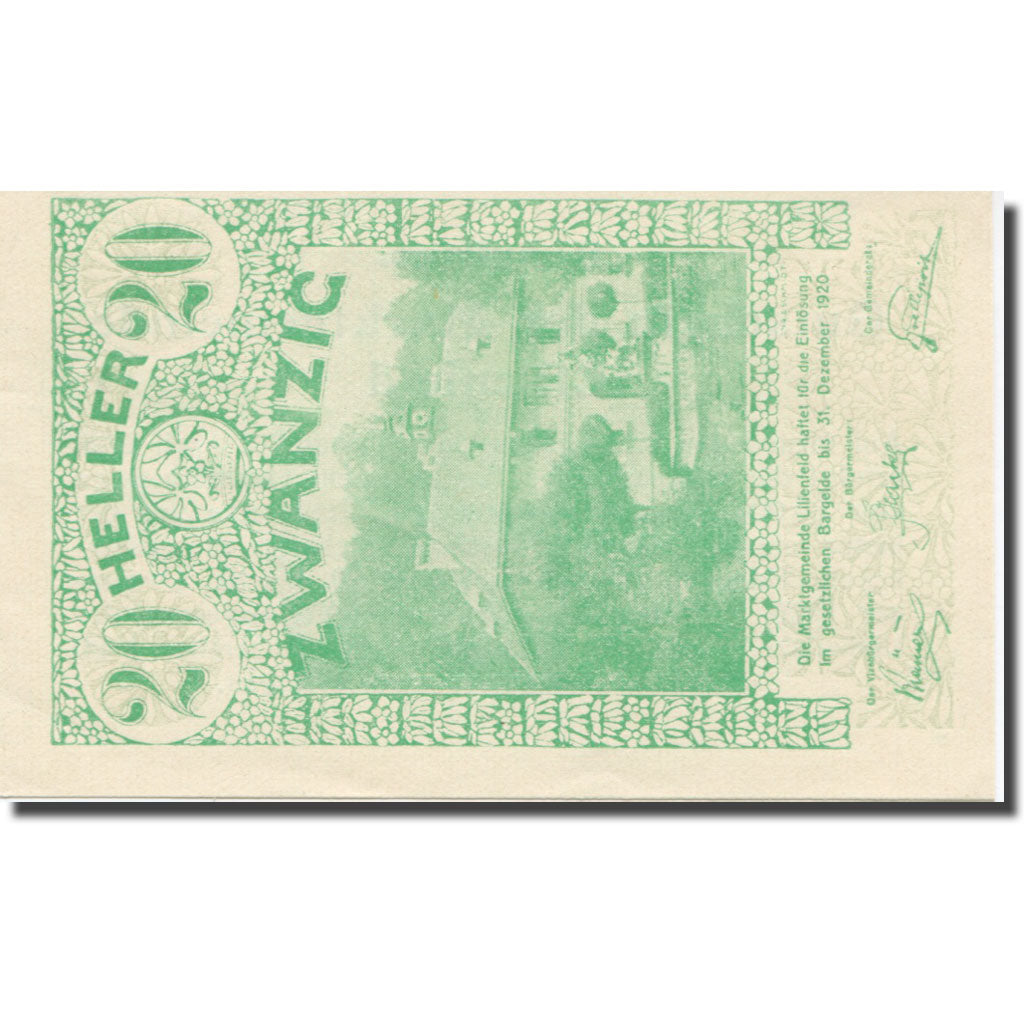Banknote, Austria, Lilienfeld, 20 Heller, Texte, 1920, 1920-12-31, AU(55-58)