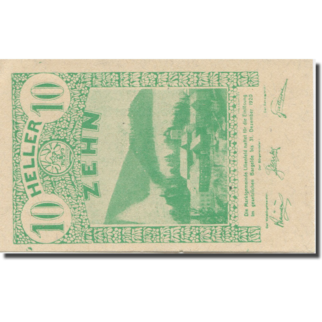 Banknote, Austria, Lilienfeld, 10 Heller, Texte, 1920, 1920-12-31, AU(55-58)