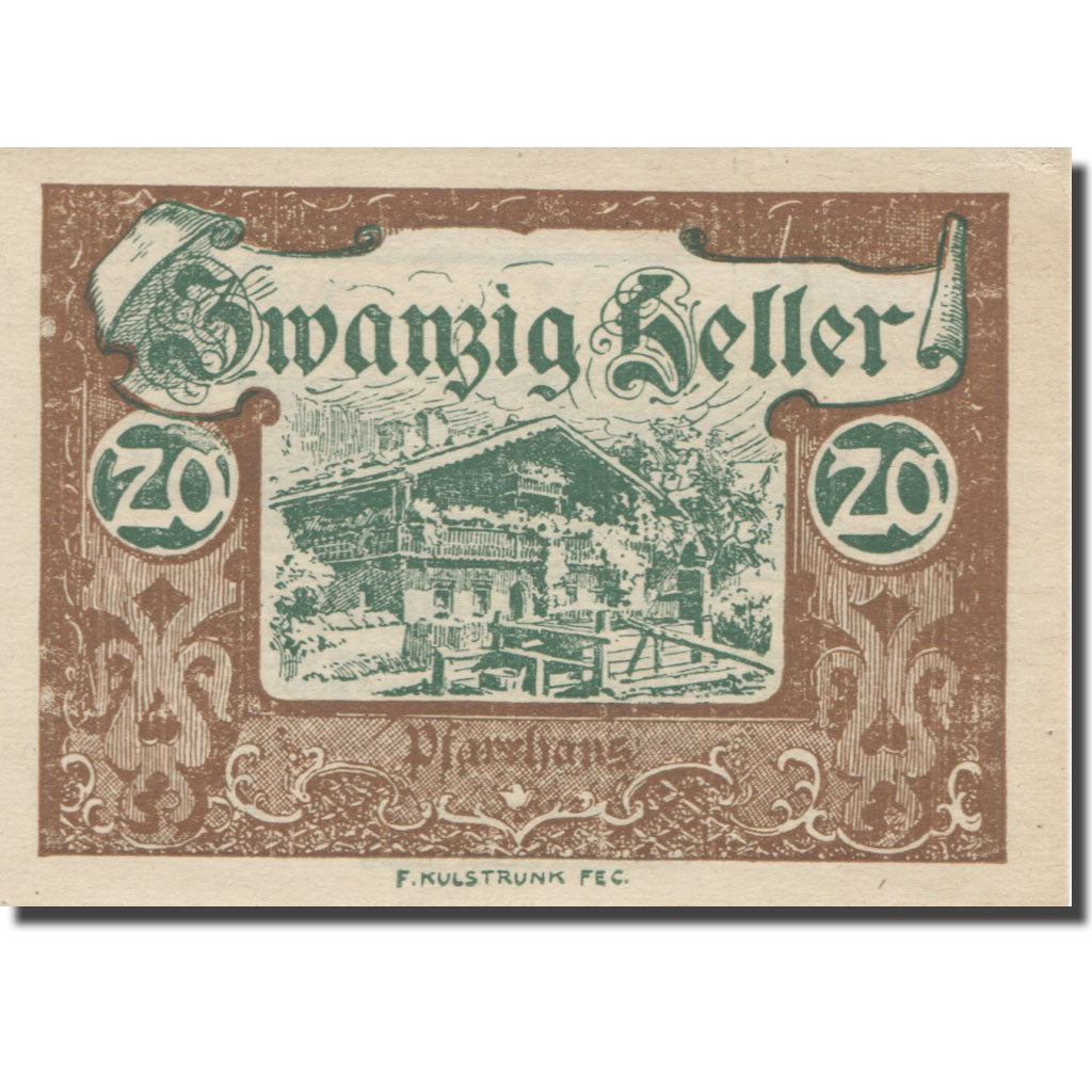 Banknote, Austria, Wald im Pinzgau Sbg. Gemeinde, 20 Heller, chalet, 1920