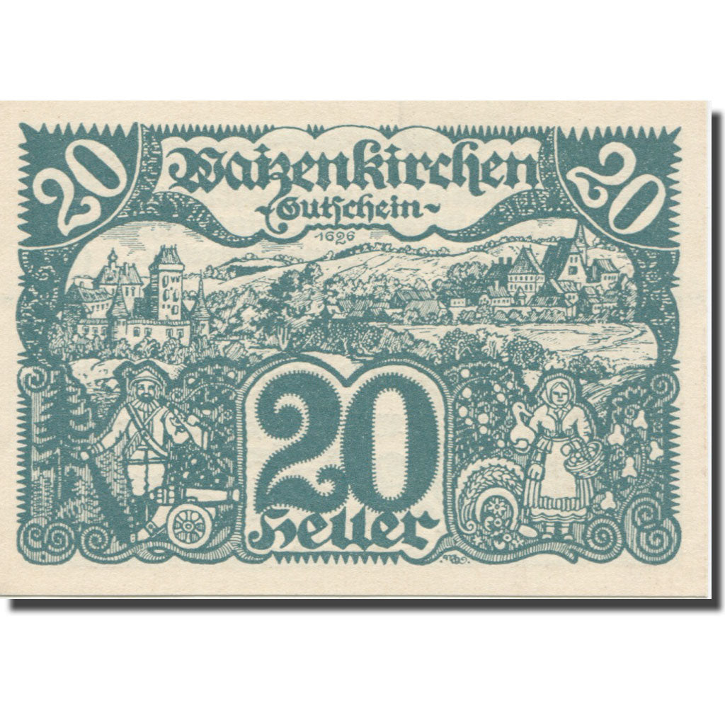 Banknot, Austria, Waizenkirchen, 20 Heller, texte 1, 1920, 1920-12-31