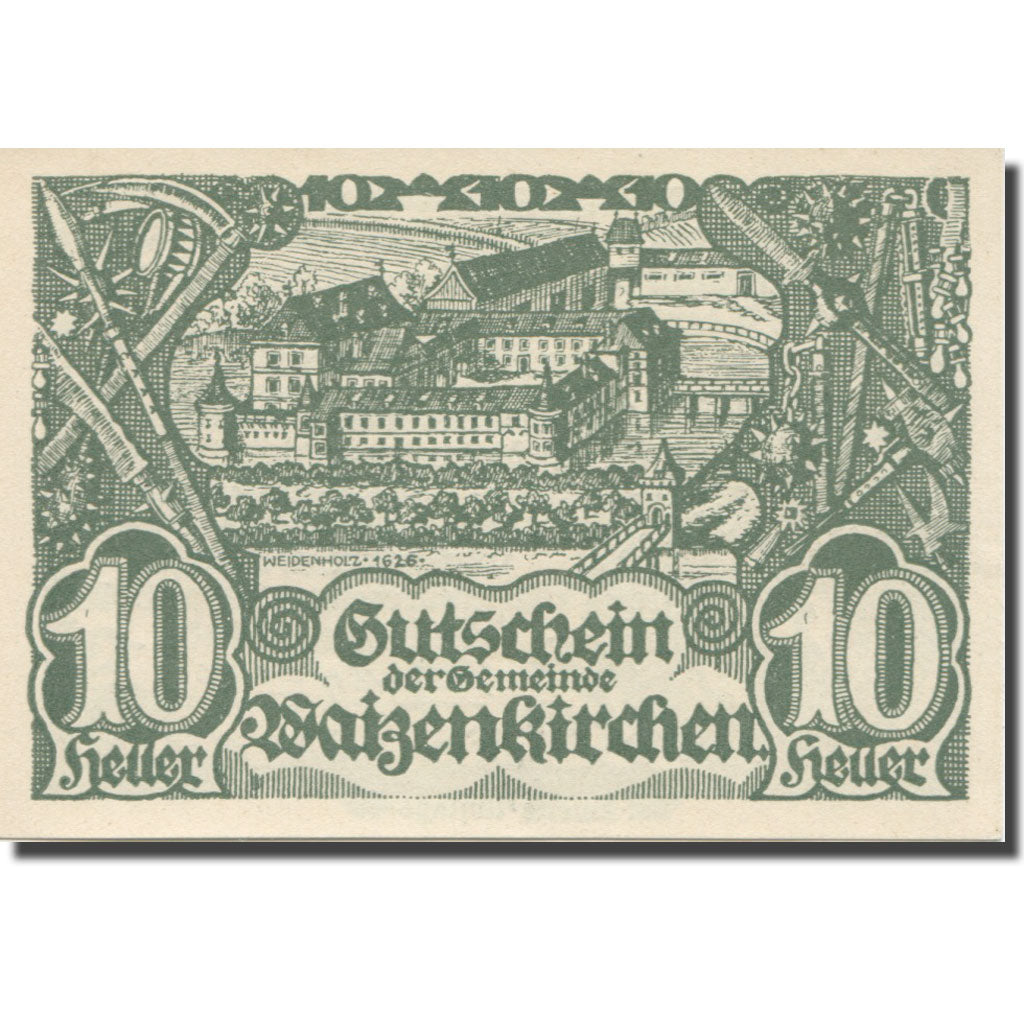 Banknote, Austria, Waizenkirchen, 10 Heller, Texte, 1920, 1920-12-31, AU(55-58)