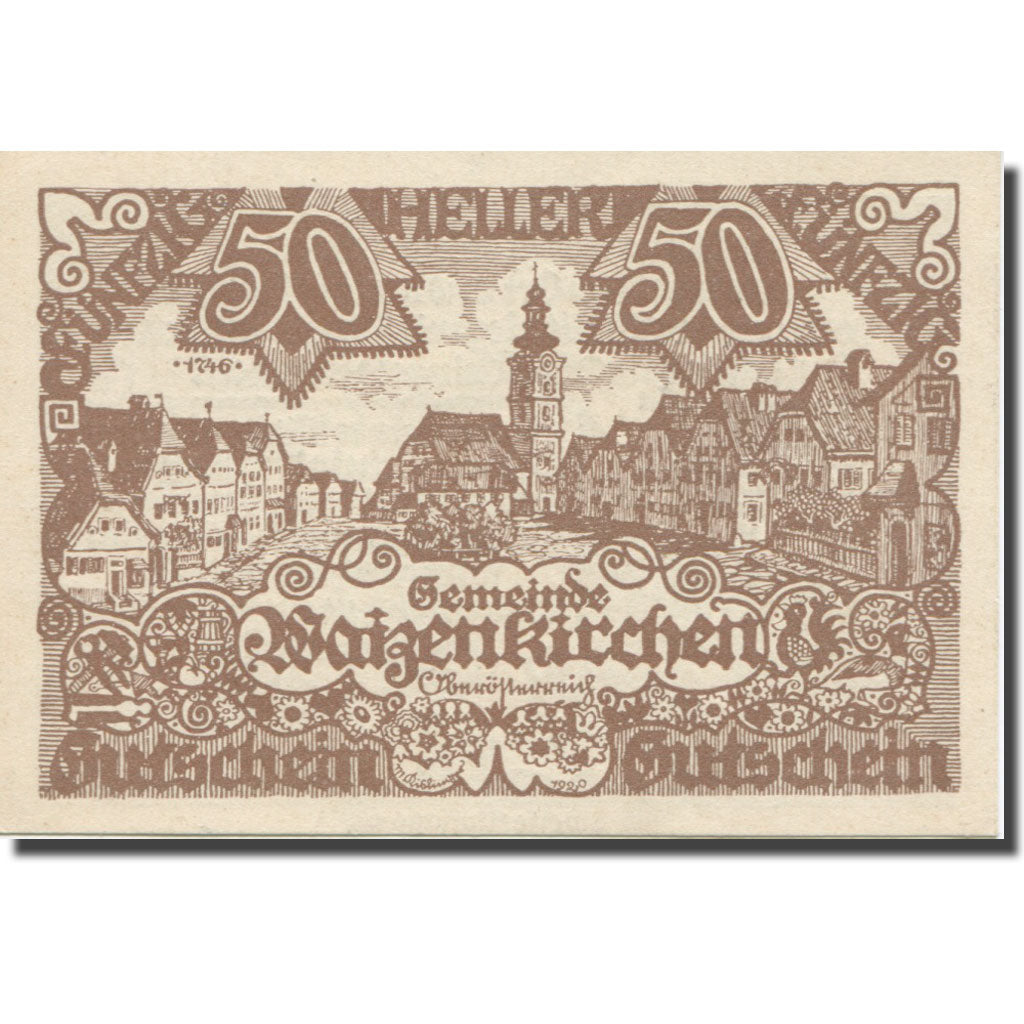 Banconote, Austria, Waizenkirchen, 50 Heller, Texte 2, 1920, 1920-12-31, SPL-