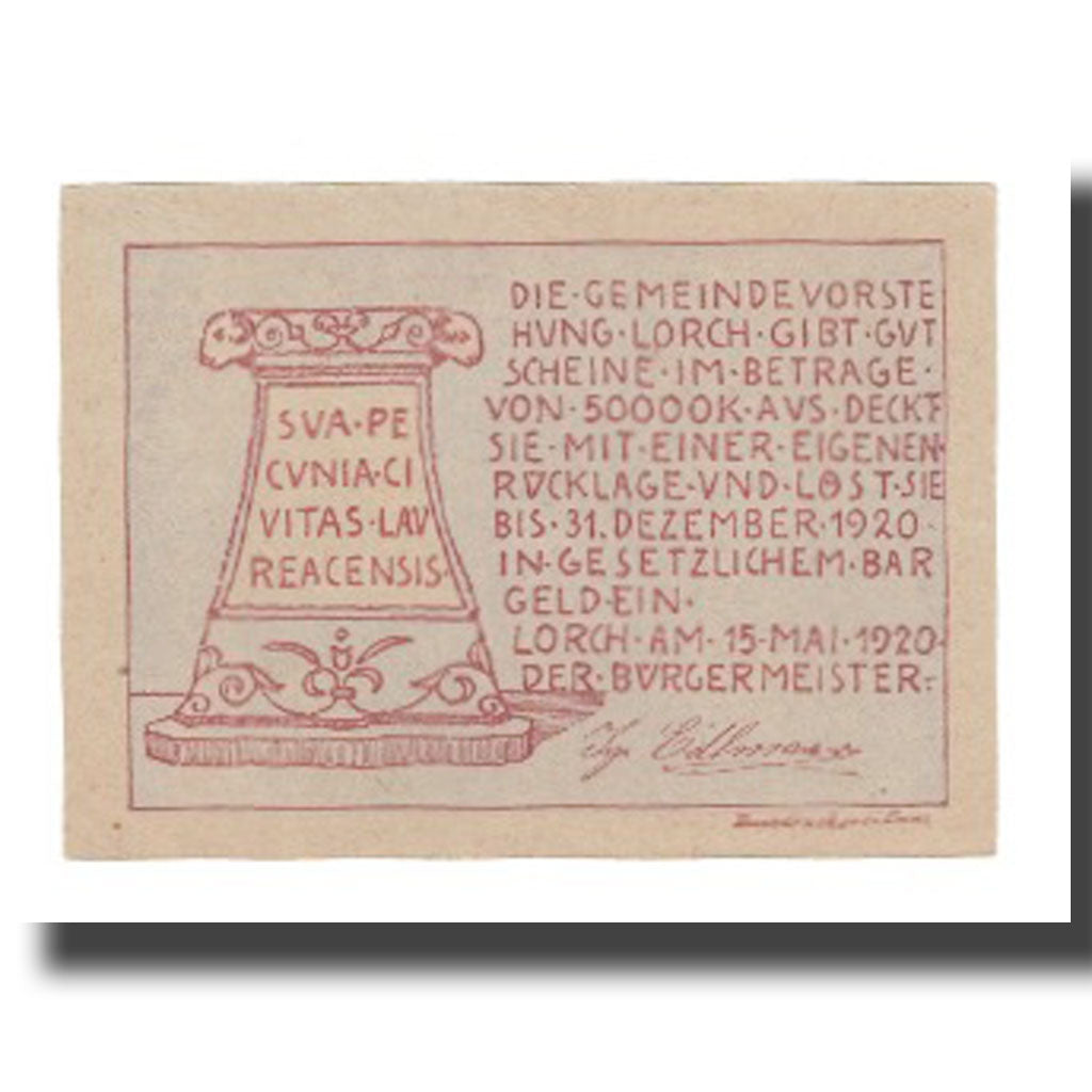 Banknot, Austria, Lorch O.Ö. Gemeinde, 20 Heller, Texte, 1920, 1920-12-31