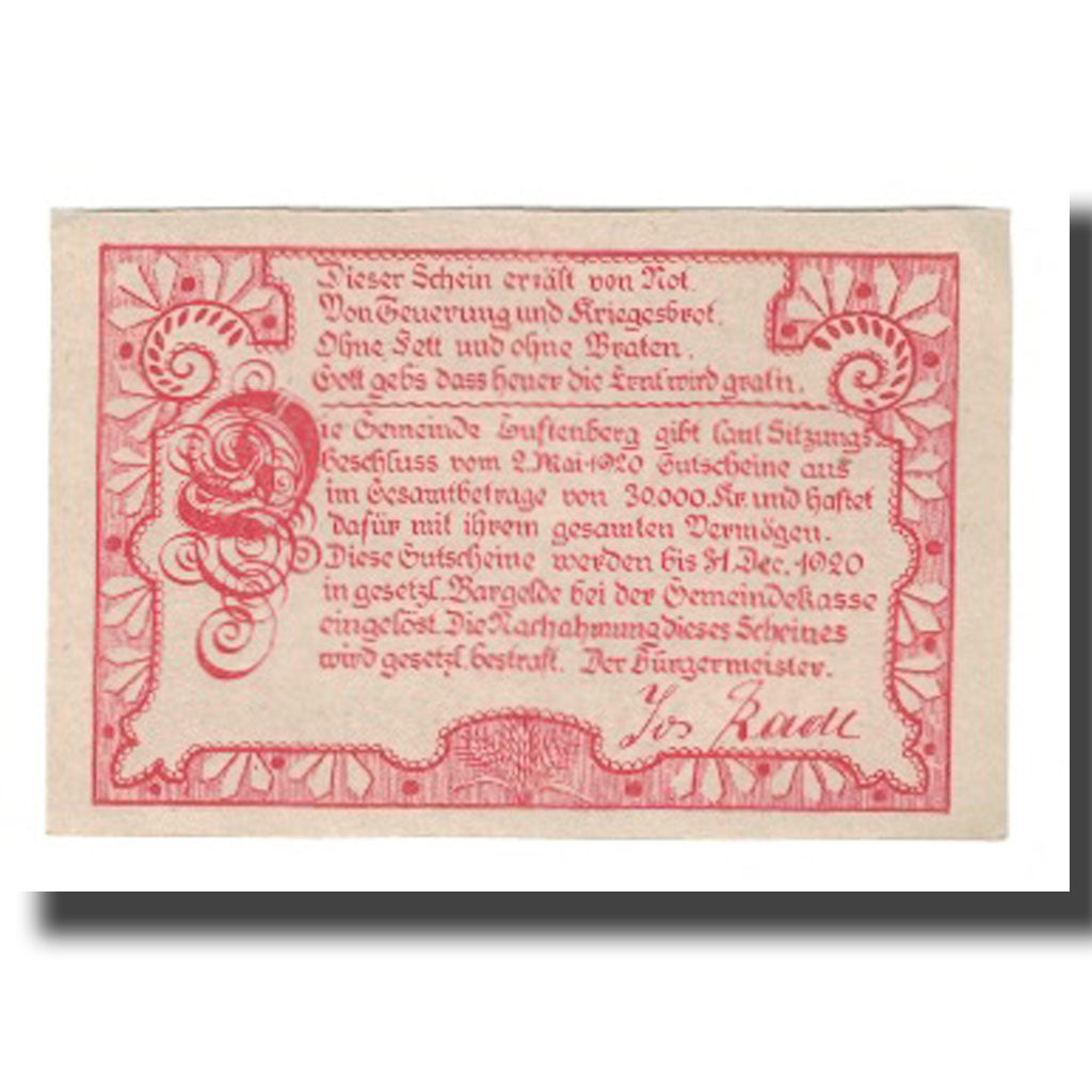 Geldschein, Österreich, Luftenberg O.Ö. Gemeinde, 20 Heller, texte 1, 1920