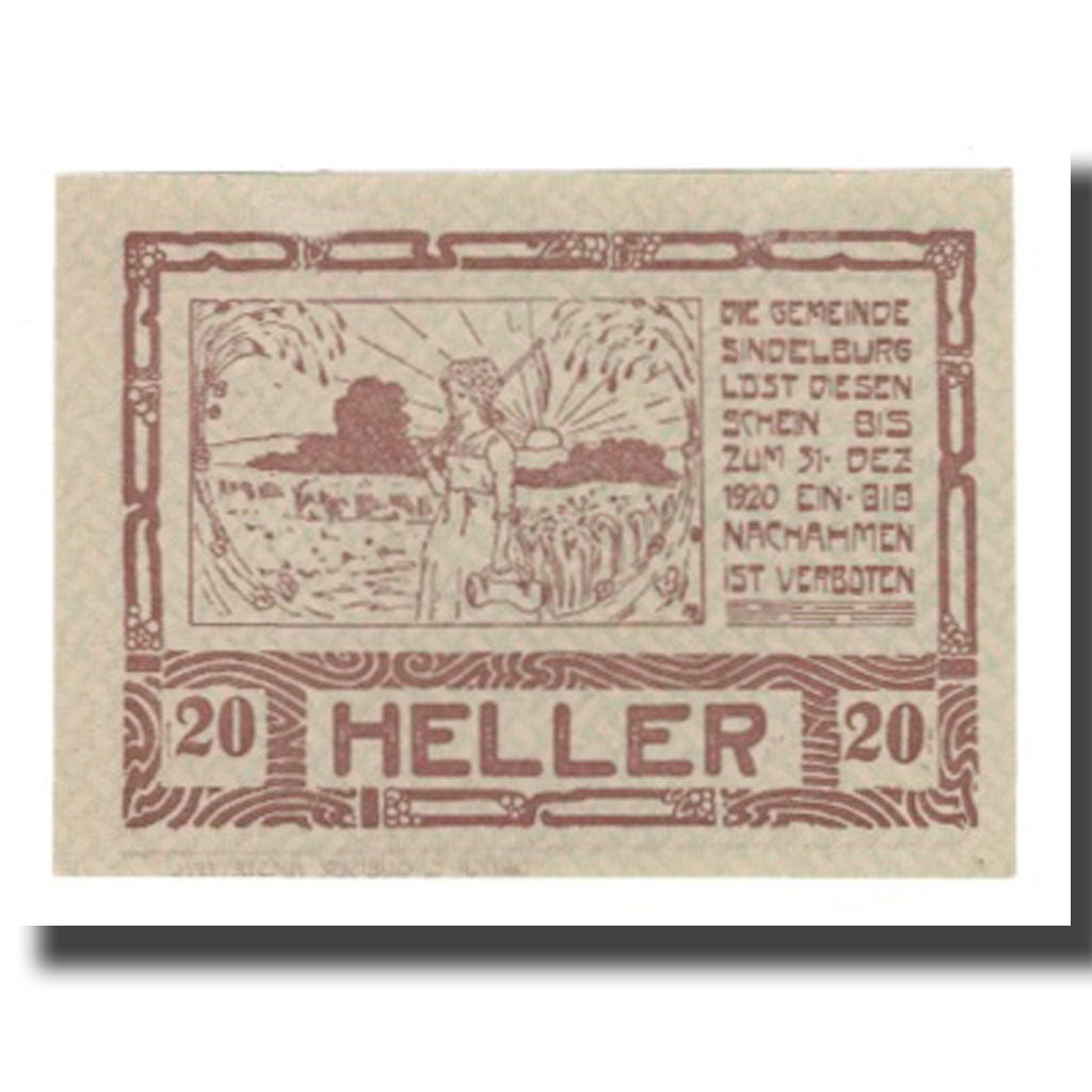 Banconote, Austria, Sindelburg N.Ö. Gemeinde, 20 Heller, personnage 1, 1920