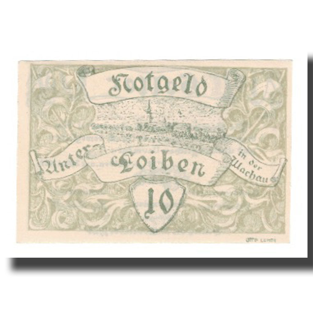 Banknot, Austria, Unter-Loiben N.Ö. Gemeinde, 10 Heller, Texte, 1920
