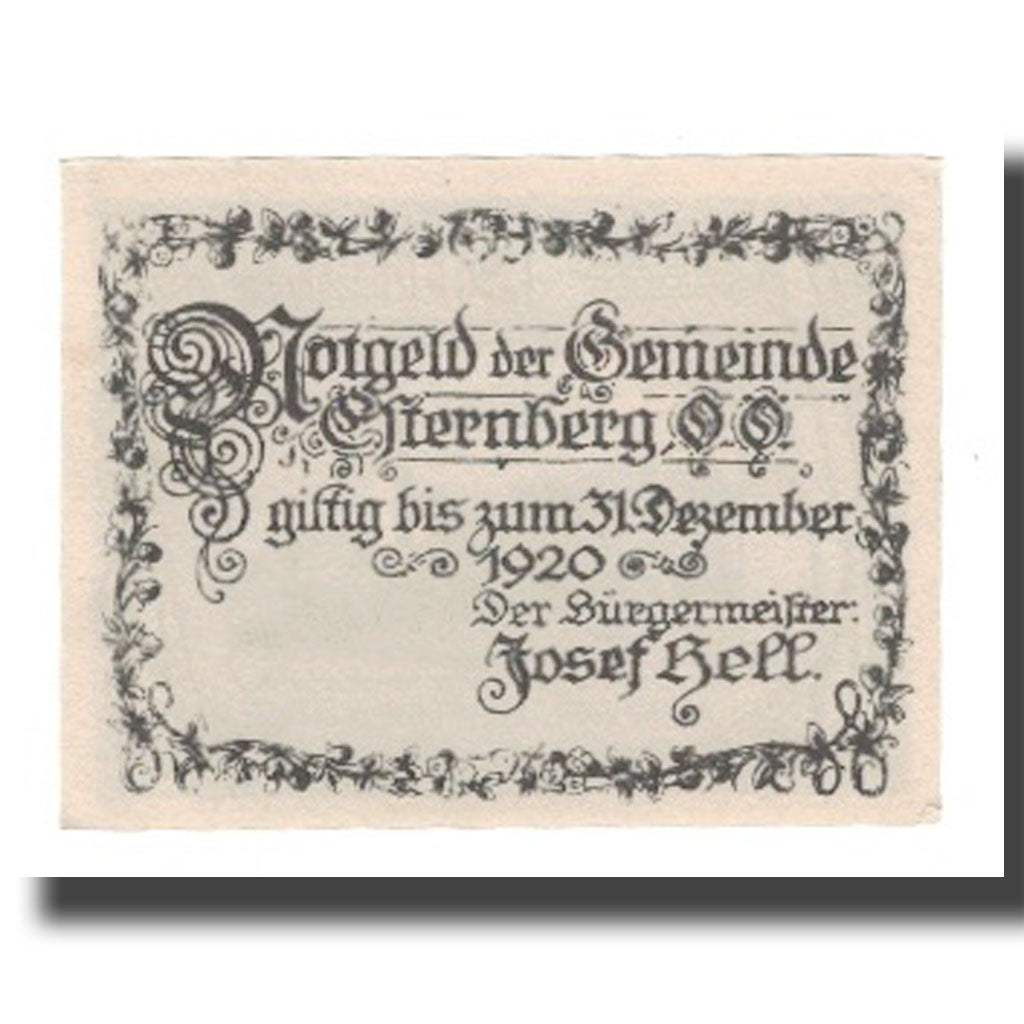 Banknot, Austria, Esternberg O.Ö. Gemeinde, 30 Heller, texte 1, 1920