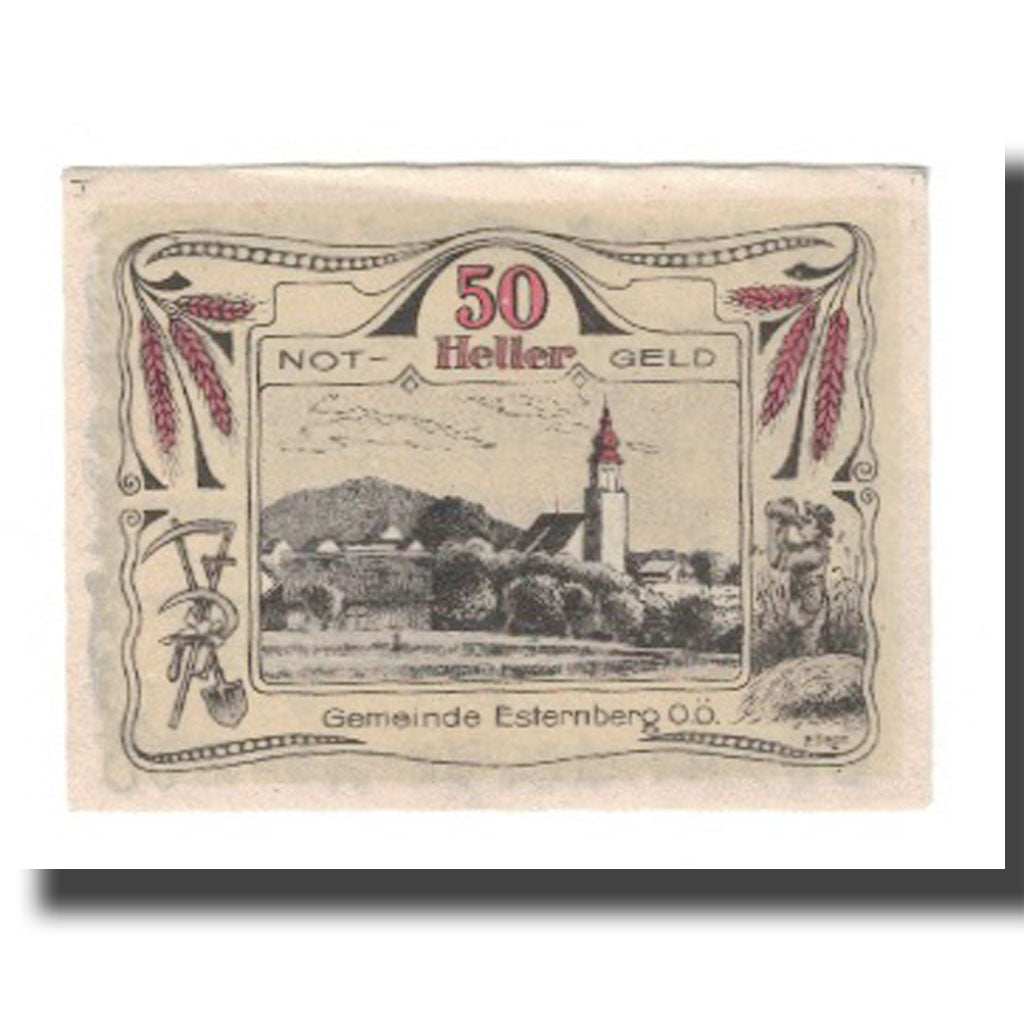Banknot, Austria, Esternberg O.Ö. Gemeinde, 50 Heller, Texte 2, 1920