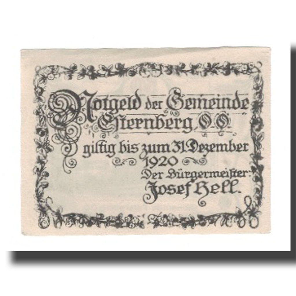 Banknot, Austria, Esternberg O.Ö. Gemeinde, 50 Heller, Texte 2, 1920