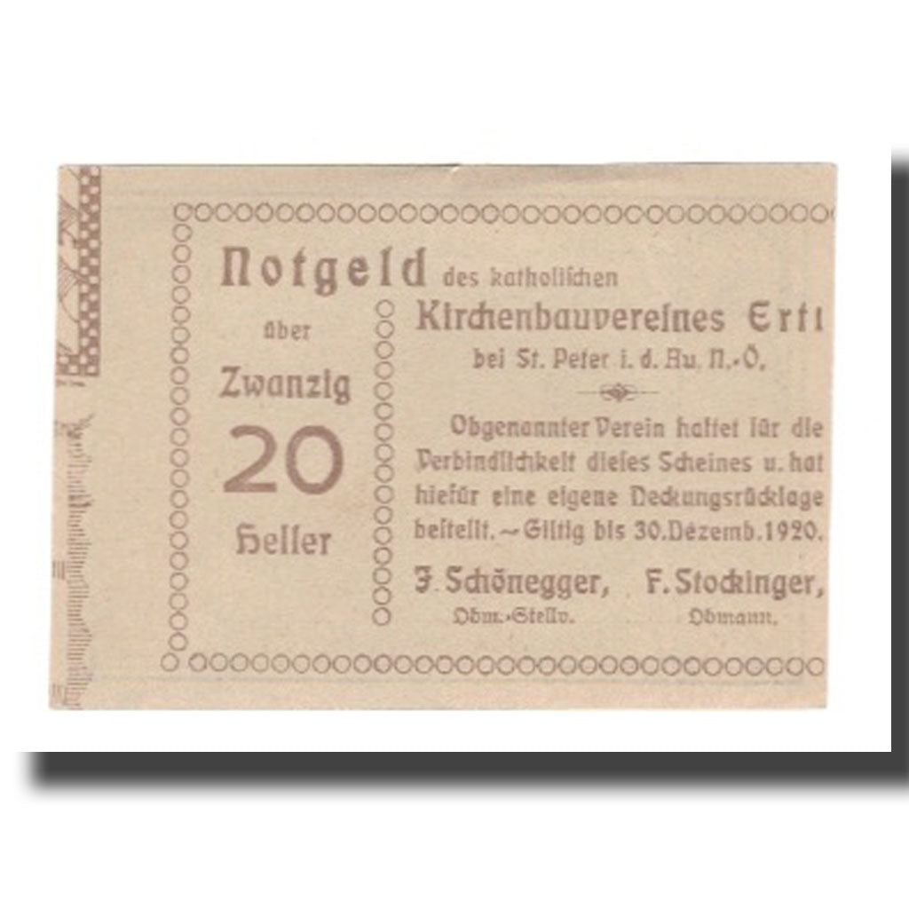 Banconote, Austria, Ertl N.Ö. Prv. Katholischer Kirchenbauverein Ertl, 20