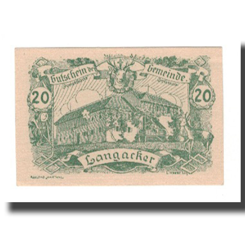 Banknot, Austria, Langacker bei Perg O.Ö. Gemeinde, 20 Heller, Texte, 1920