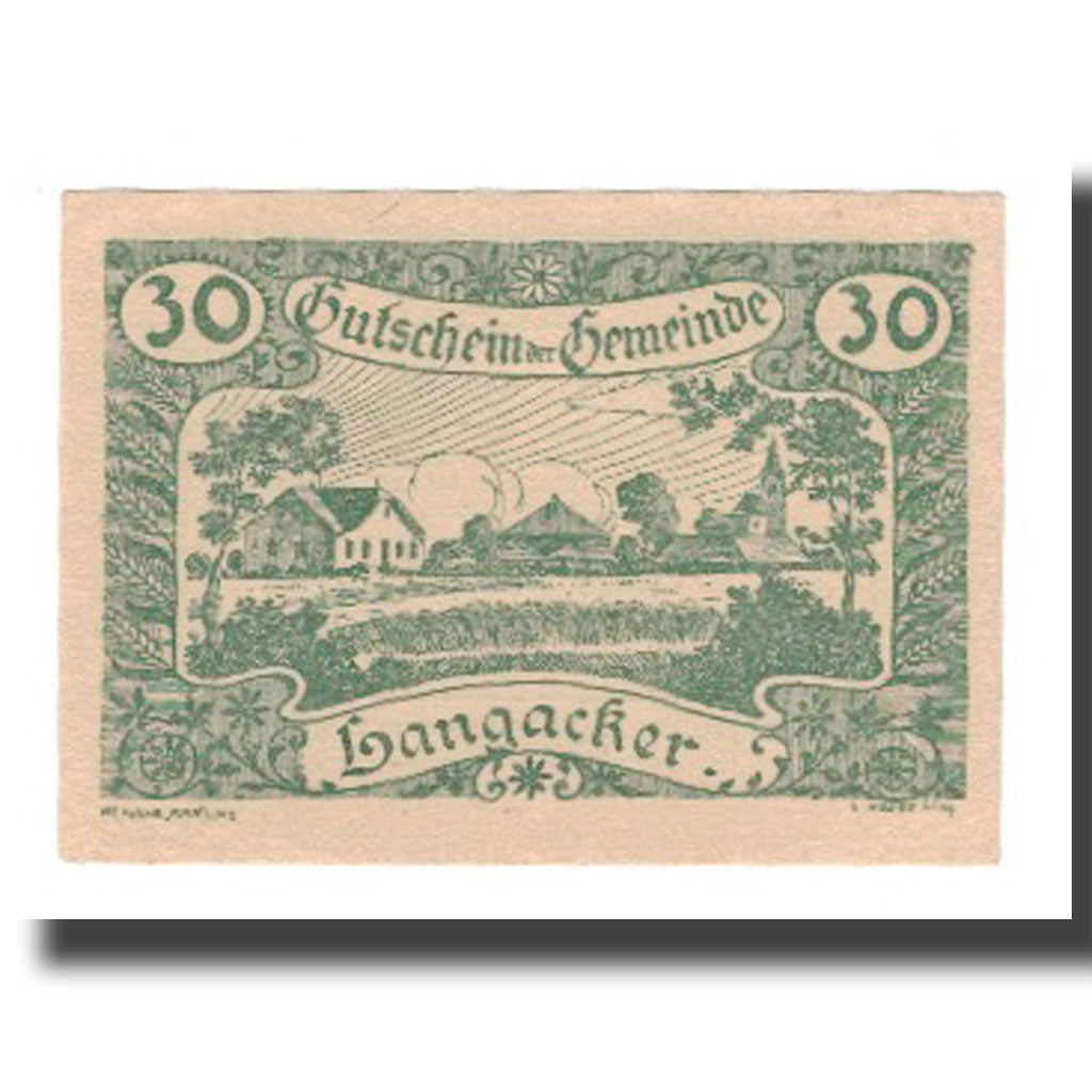Banknot, Austria, Langacker bei Perg O.Ö. Gemeinde, 30 Heller, texte 1, 1920