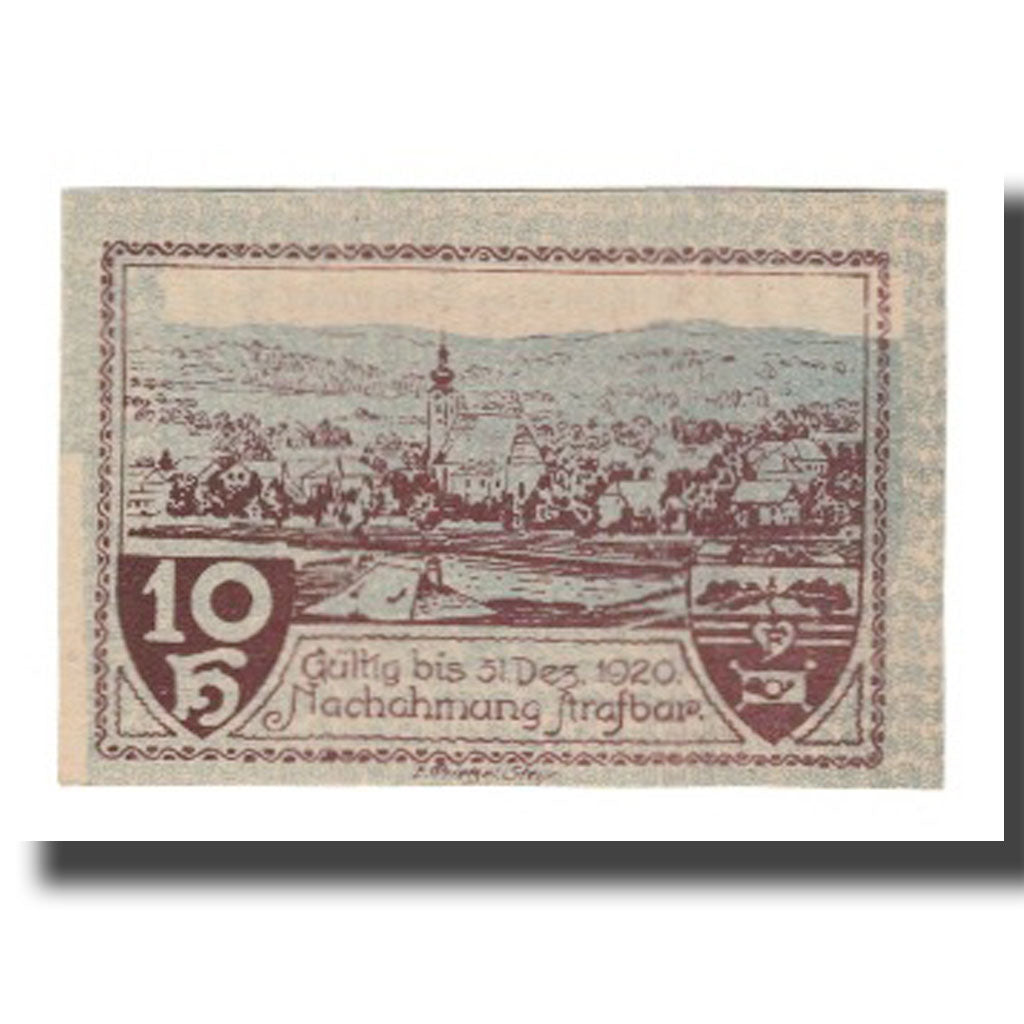 Banconote, Austria, Frankenburg O.Ö. Gemeinde, 10 Heller, paysage, 1920