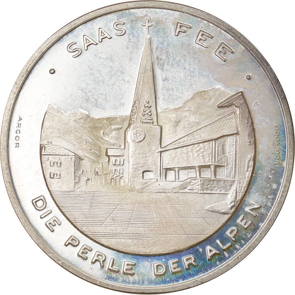 Switzerland, Medal, Saas Fee, Die Perle der Alpen, MS(60-62), Silver