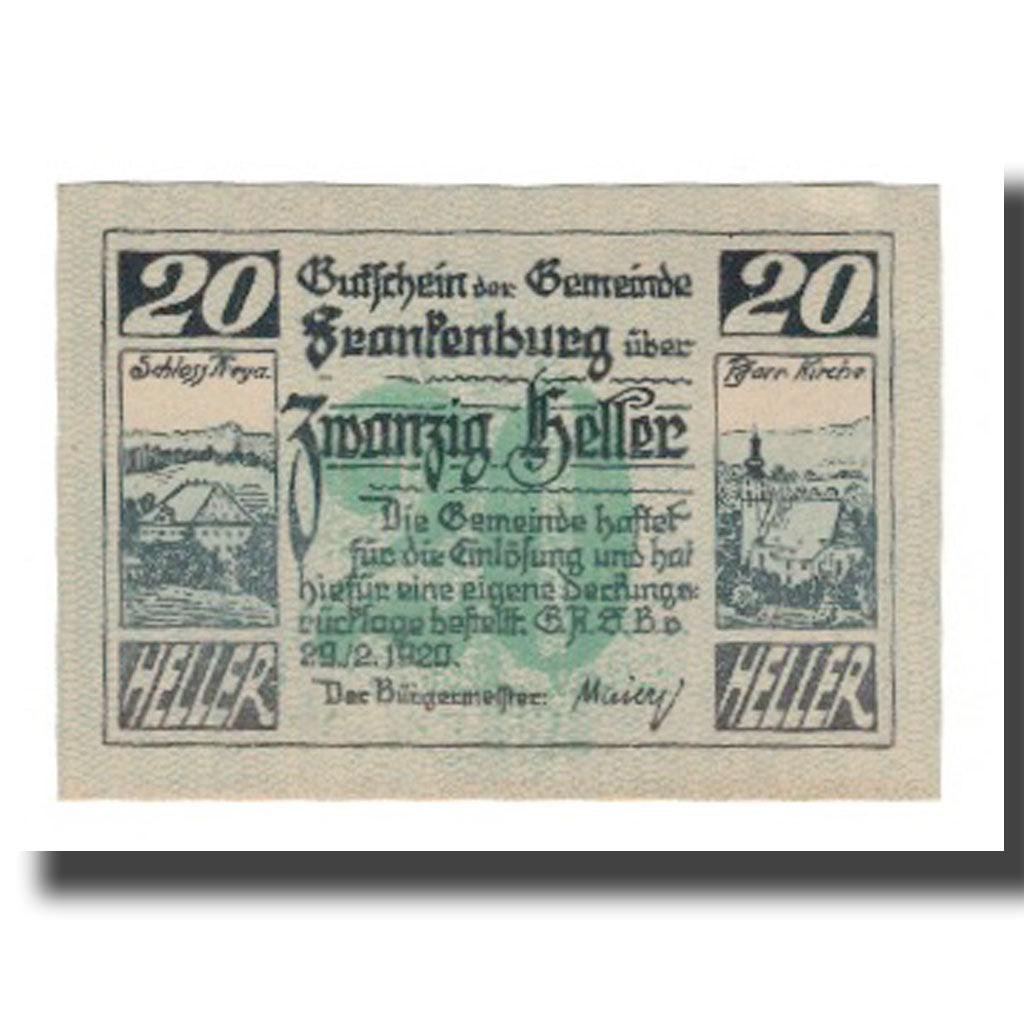 Banconote, Austria, Frankenburg O.Ö. Gemeinde, 20 Heller, paysage 1, 1920