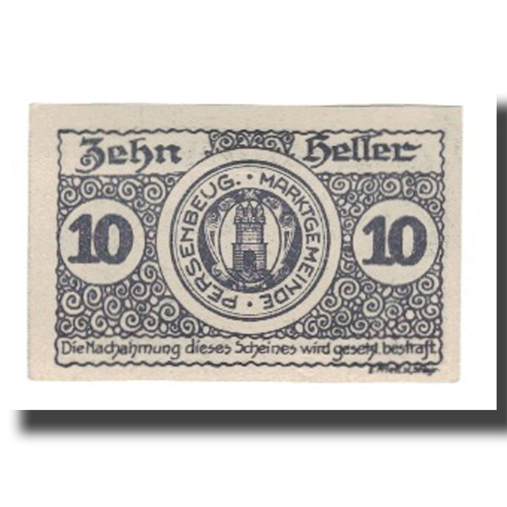 Banconote, Austria, Persenbeug N.Ö. Marktgemeinde, 10 Heller, Sceau, 1920