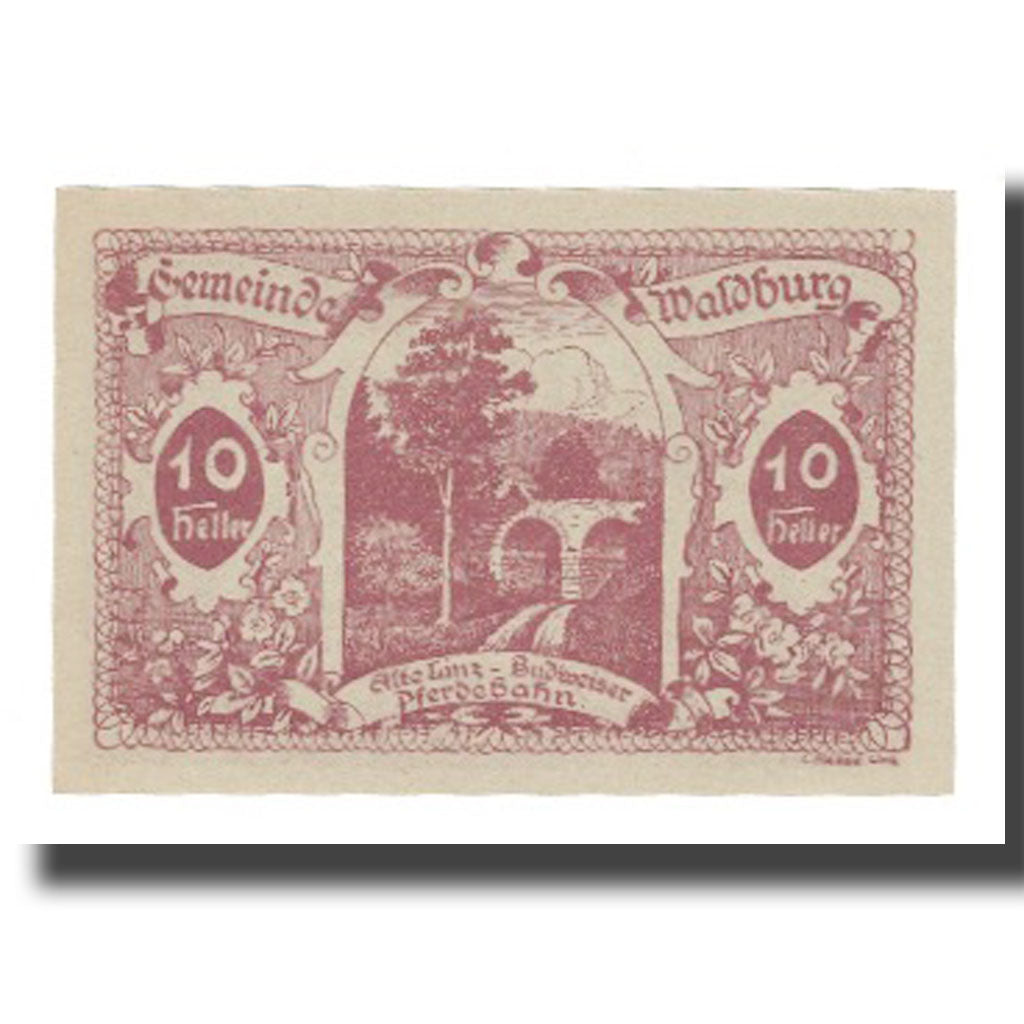 Banconote, Austria, Waldburg O.Ö. Gemeinde, 10 Heller, paysage, 1920
