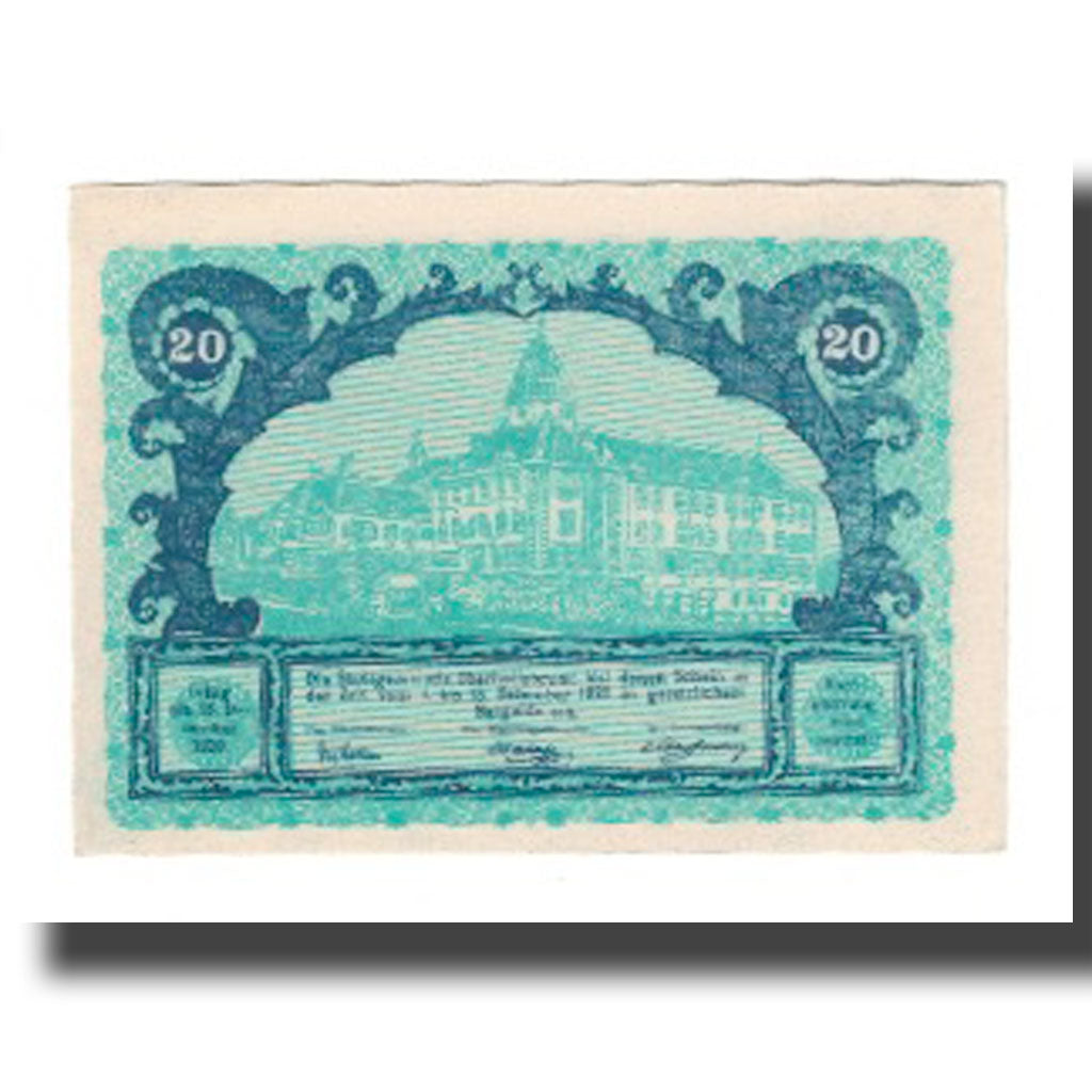 Banconote, Austria, Oberhollabrunn N.Ö. Gemeinde, 20 Heller, Batiment, 1920