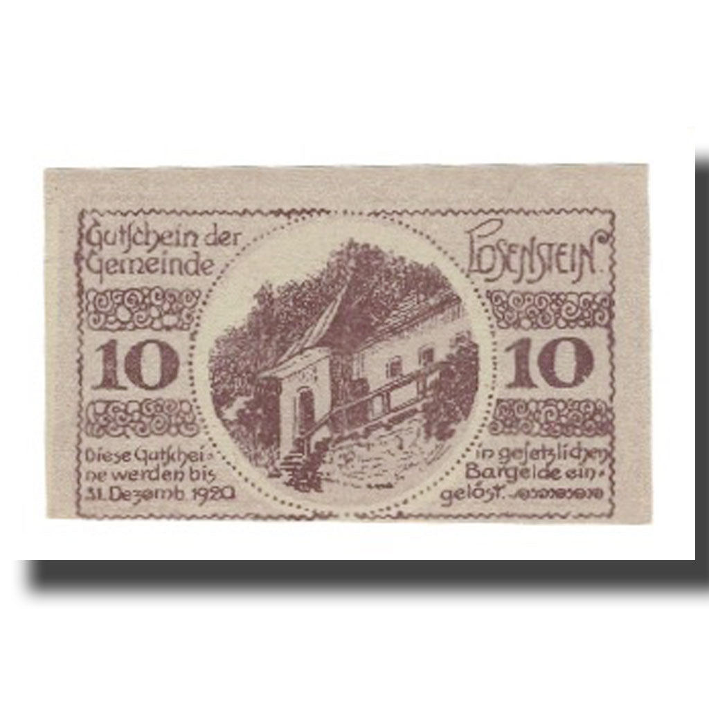 Banconote, Austria, Losenstein O.Ö. Gemeinde, 10 Heller, Maison, 1920