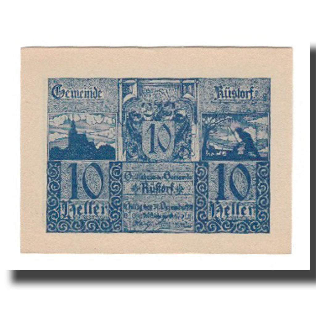 Banconote, Austria, Rüstorf O.Ö. Gemeinde, 10 Heller, Texte, 1920, 1920-12-31
