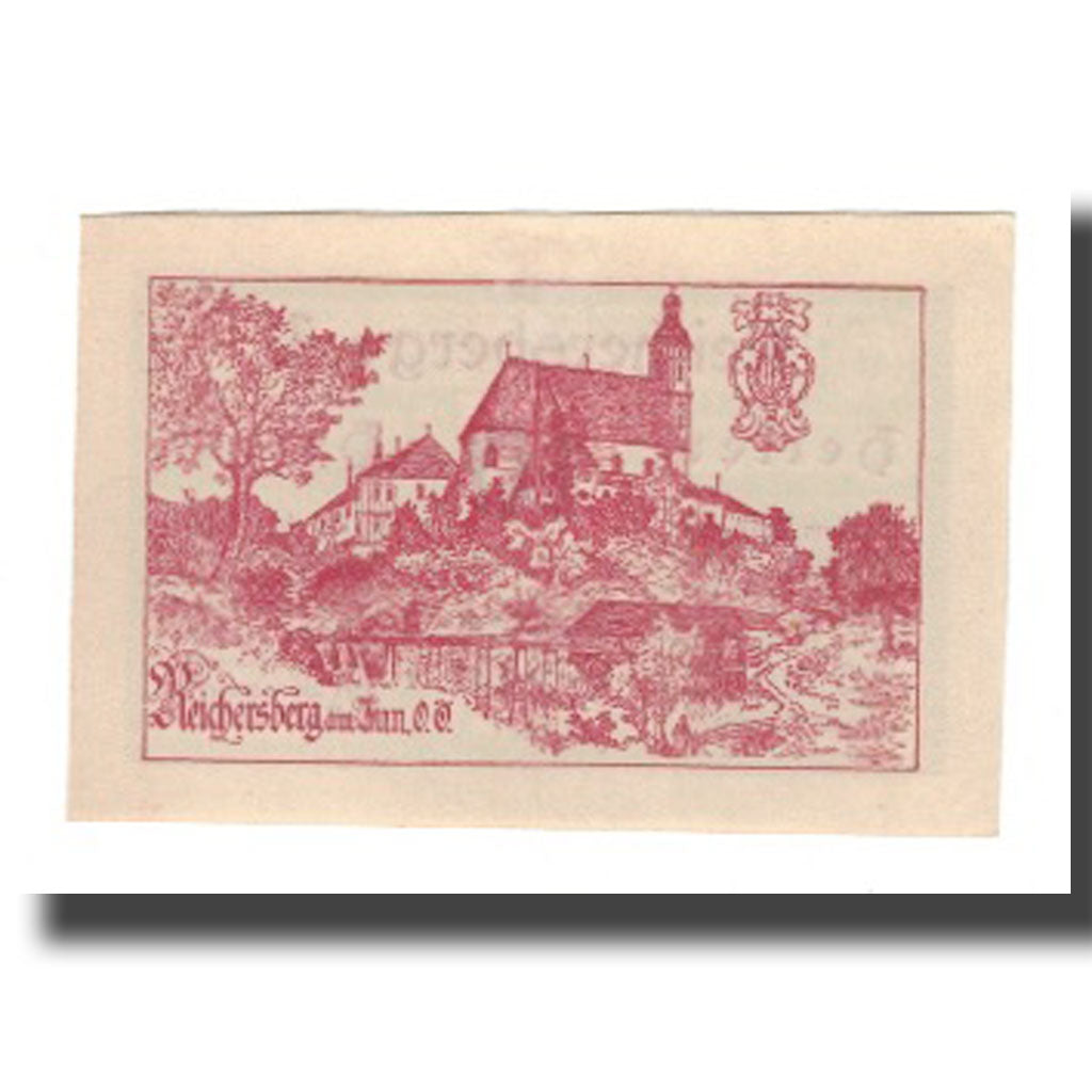 Banknot, Austria, Reichersberg O.Ö. Gemeinde, 10 Heller, village, 1920
