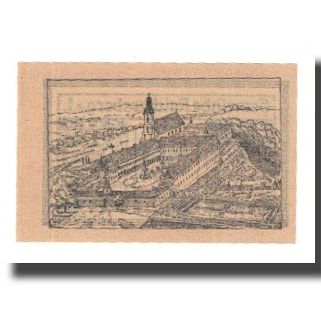 Nota, Áustria, Reichersberg O.Ö. Gemeinde, 50 Heller, paysage 7, 1920