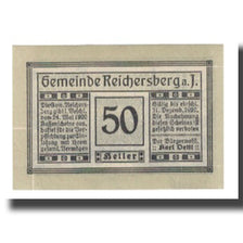 Nota, Áustria, Reichersberg O.Ö. Gemeinde, 50 Heller, paysage 8, 1920