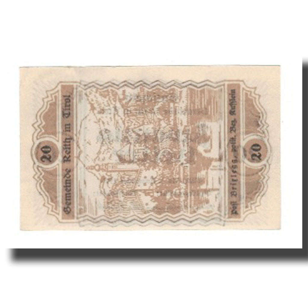 Banconote, Austria, Reith Tirol Gemeinde, 20 Heller, paysage 1, 1920