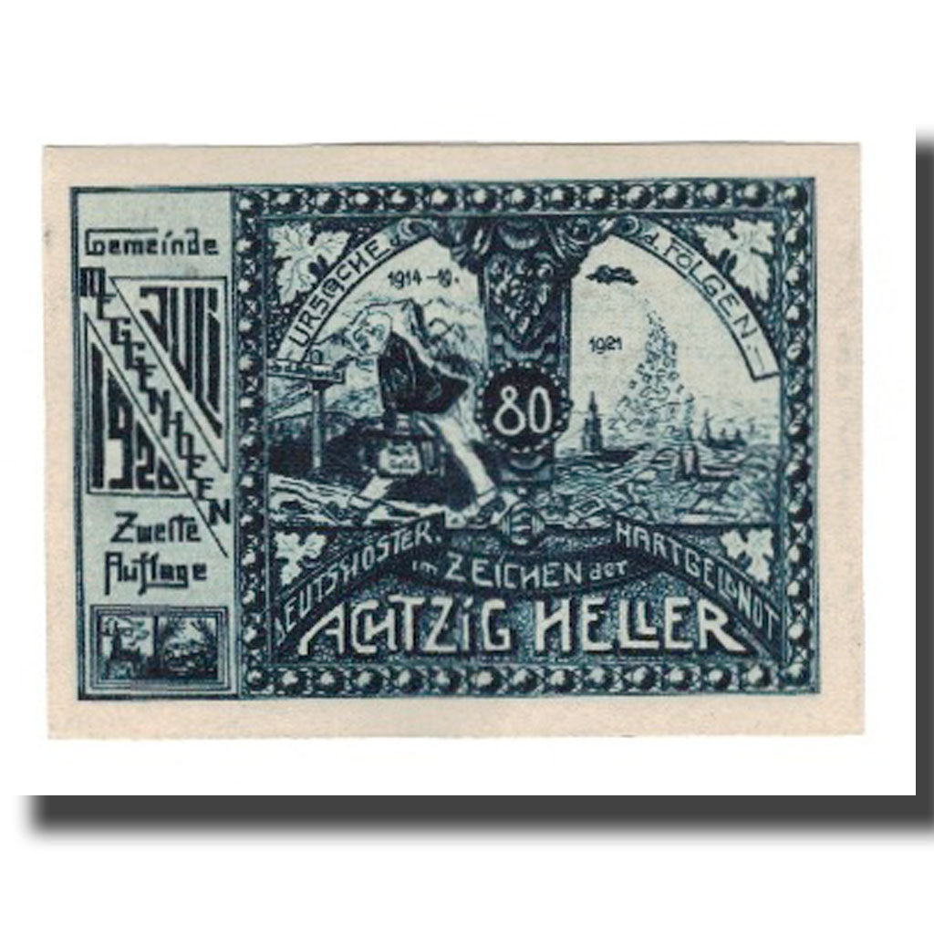 Banconote, Austria, Meggenhofen O.Ö. Gemeinde, 80 Heller, personnage 2, 1921