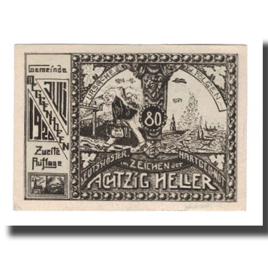 Banknote, Austria, Meggenhofen O.Ö. Gemeinde, 80 Heller, personnage 2, 1921
