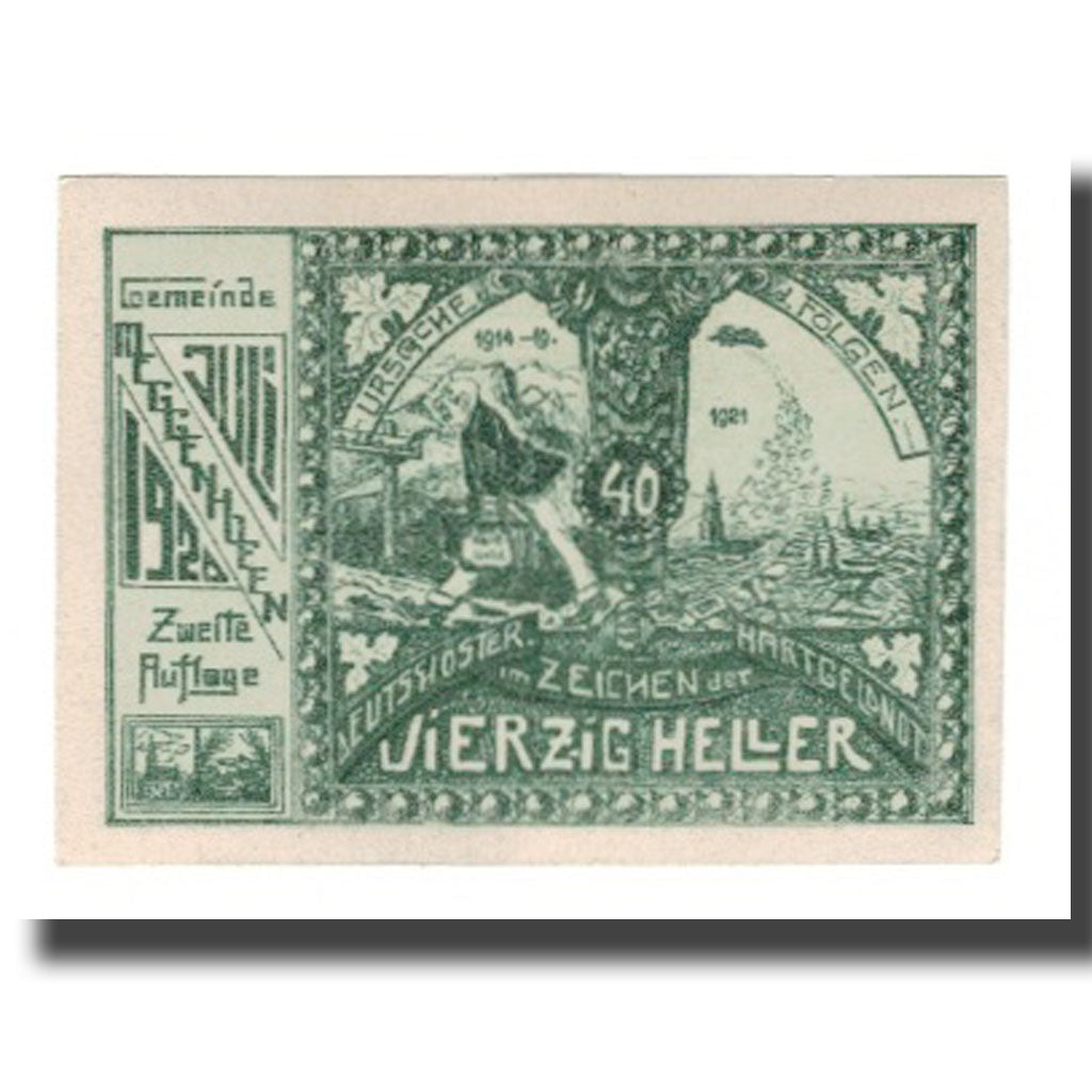 Banconote, Austria, Meggenhofen O.Ö. Gemeinde, 40 Heller, personnage 2, 1921