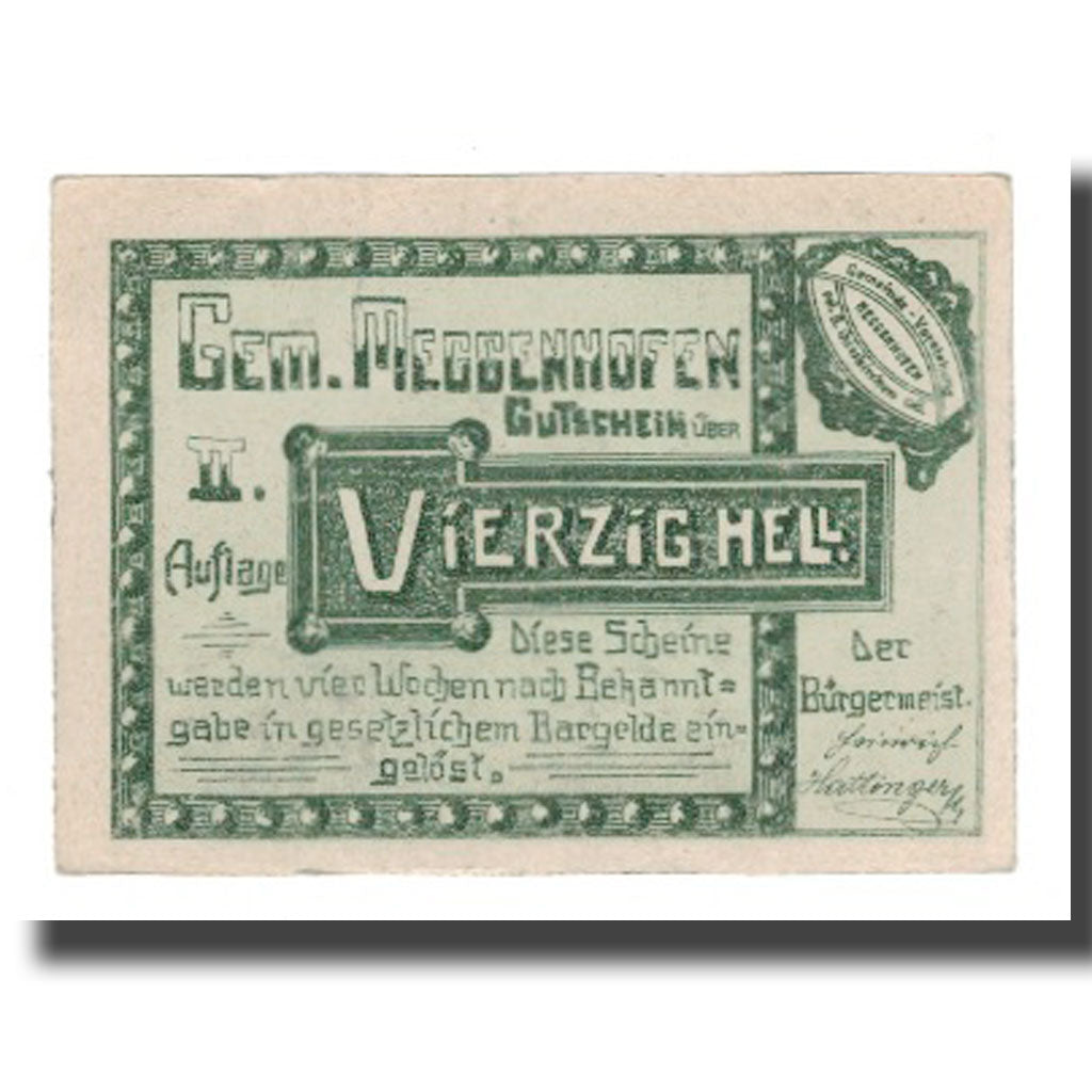 Geldschein, Österreich, Meggenhofen O.Ö. Gemeinde, 40 Heller, personnage 3