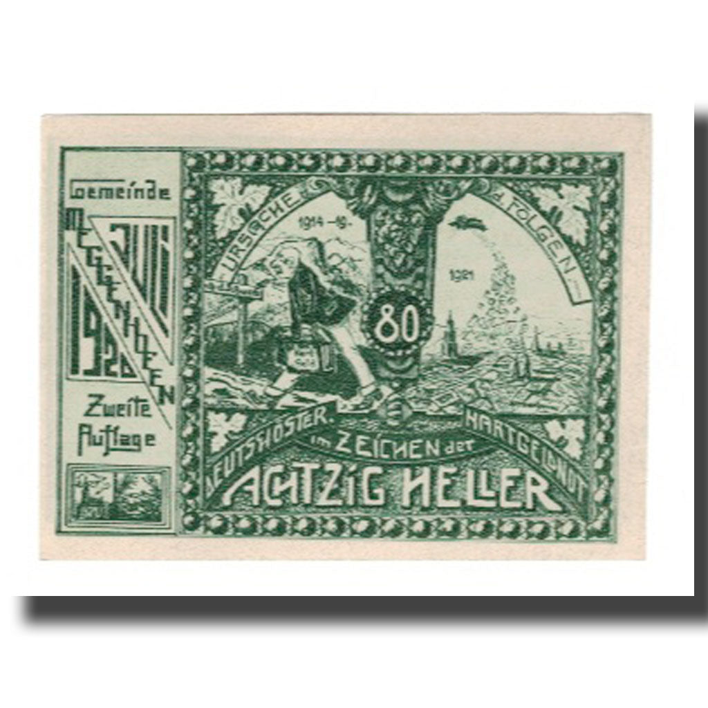 Banconote, Austria, Meggenhofen O.Ö. Gemeinde, 80 Heller, personnage 5, 1921