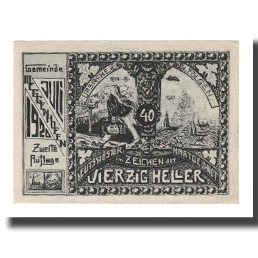 Banconote, Austria, Meggenhofen O.Ö. Gemeinde, 40 Heller, personnage 3, 1921