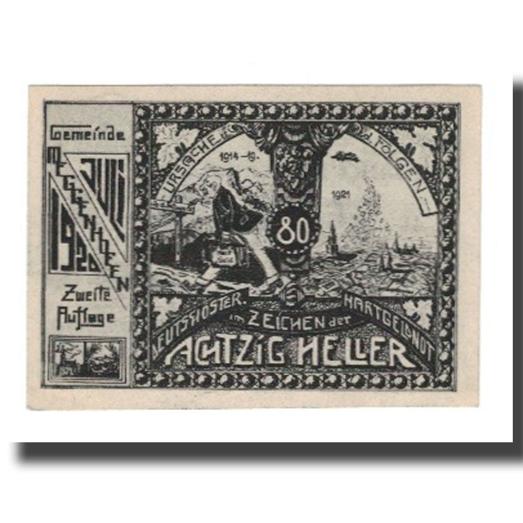 Banconote, Austria, Meggenhofen O.Ö. Gemeinde, 80 Heller, personnage 4, 1921