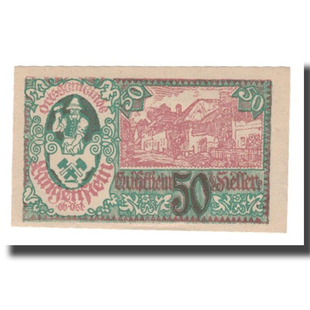 Banconote, Austria, Langenstein O.Ö. Ortsgemeinde, 50 Heller, Texte, 1920