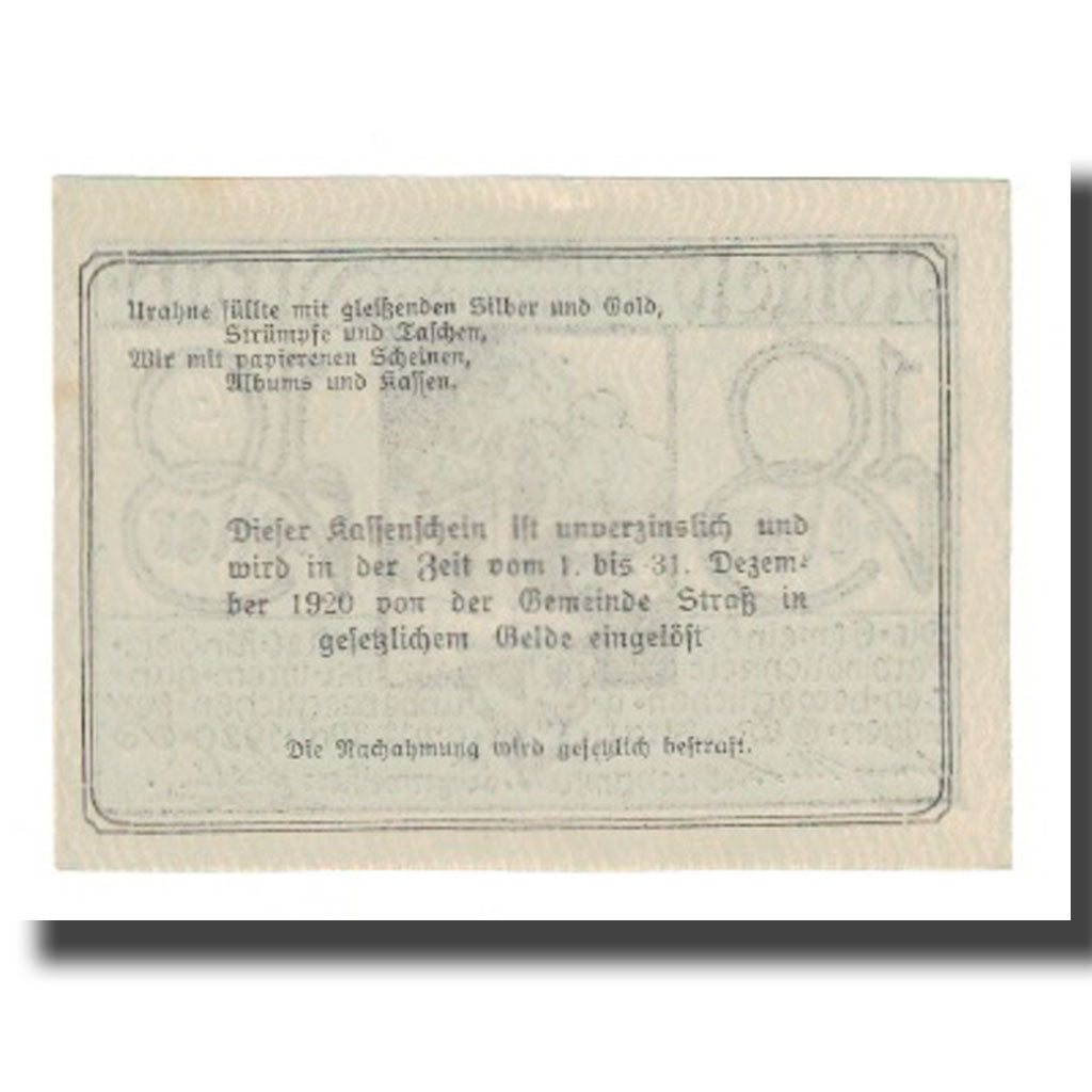Banconote, Austria, Strasswalchen Sbg. Markt U. Landgemeinde, 10 Heller, Texte