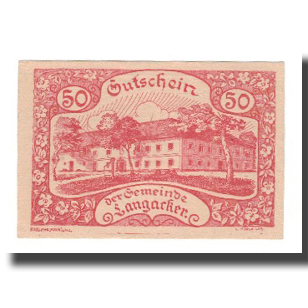 Banconote, Austria, Langacker bei Perg O.Ö. Gemeinde, 50 Heller, Texte, 1920