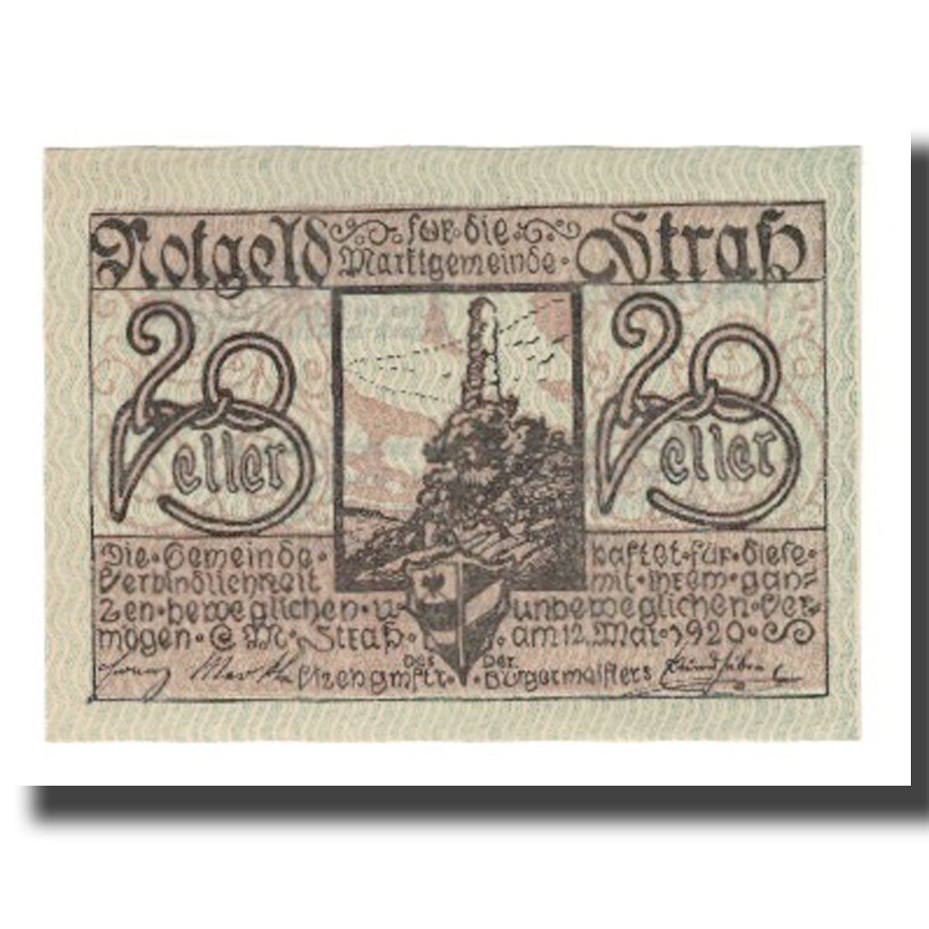 Banknot, Austria, Strasswalchen Sbg. Markt U. Landgemeinde, 20 Heller, Texte