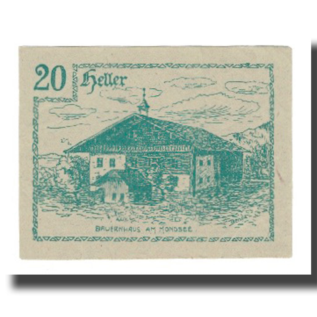 Banconote, Austria, Innerschwandt O.Ö. Gemeinde, 20 Heller, Texte, 1920