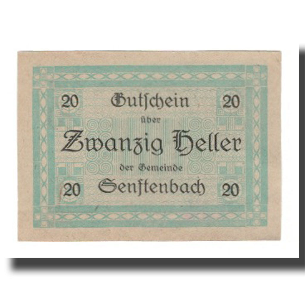 Banknot, Austria, Senftenbach O.Ö. Gemeinde, 20 Heller, Texte, 1920