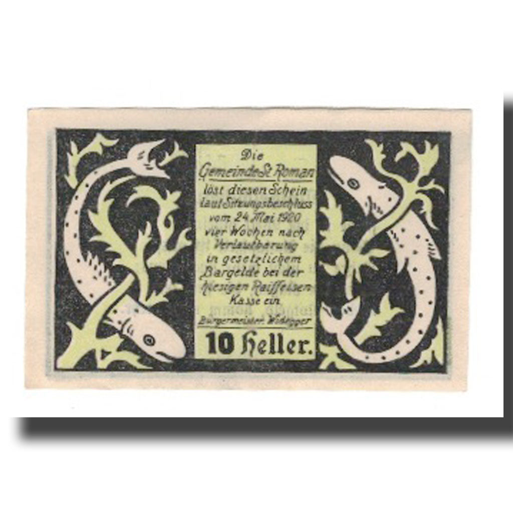 Banconote, Austria, St. Roman O.Ö. Gemeinde, 10 Heller, Texte, SPL-, Mehl:FS