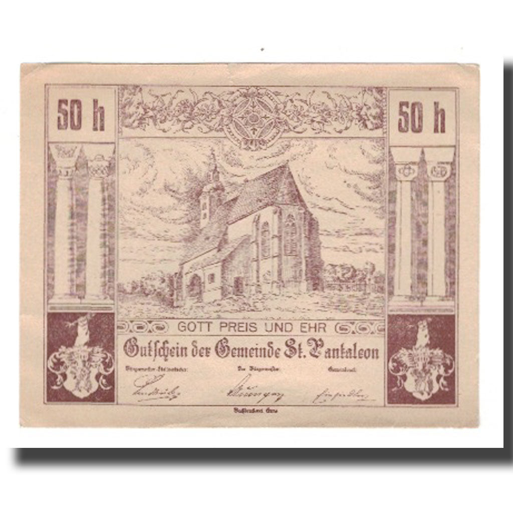 Geldschein, Österreich, St. Pantaleon N.Ö. Gemeinde, 50 Heller, cavalier