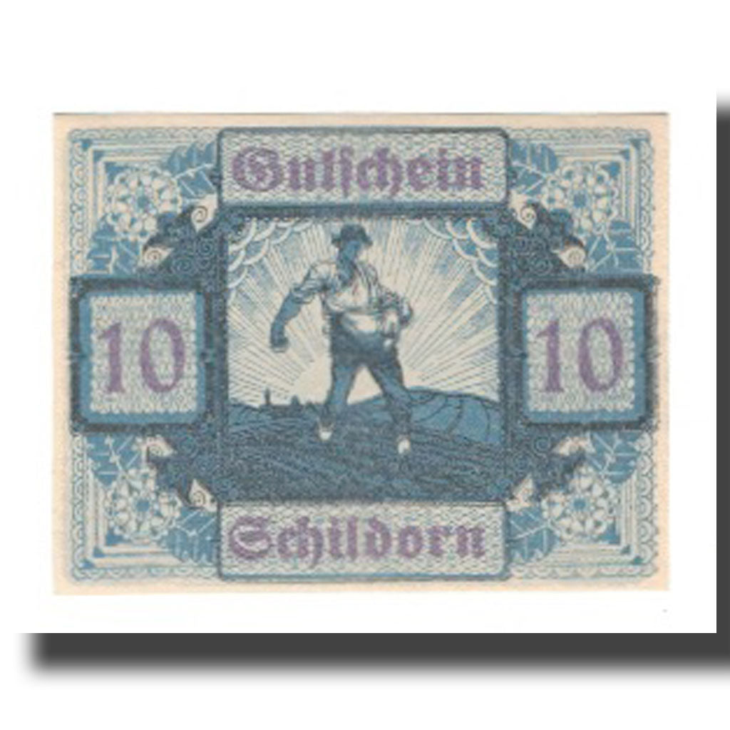 Banconote, Austria, Schildorn O.Ö. Gemeinde, 10 Heller, outils, 1920