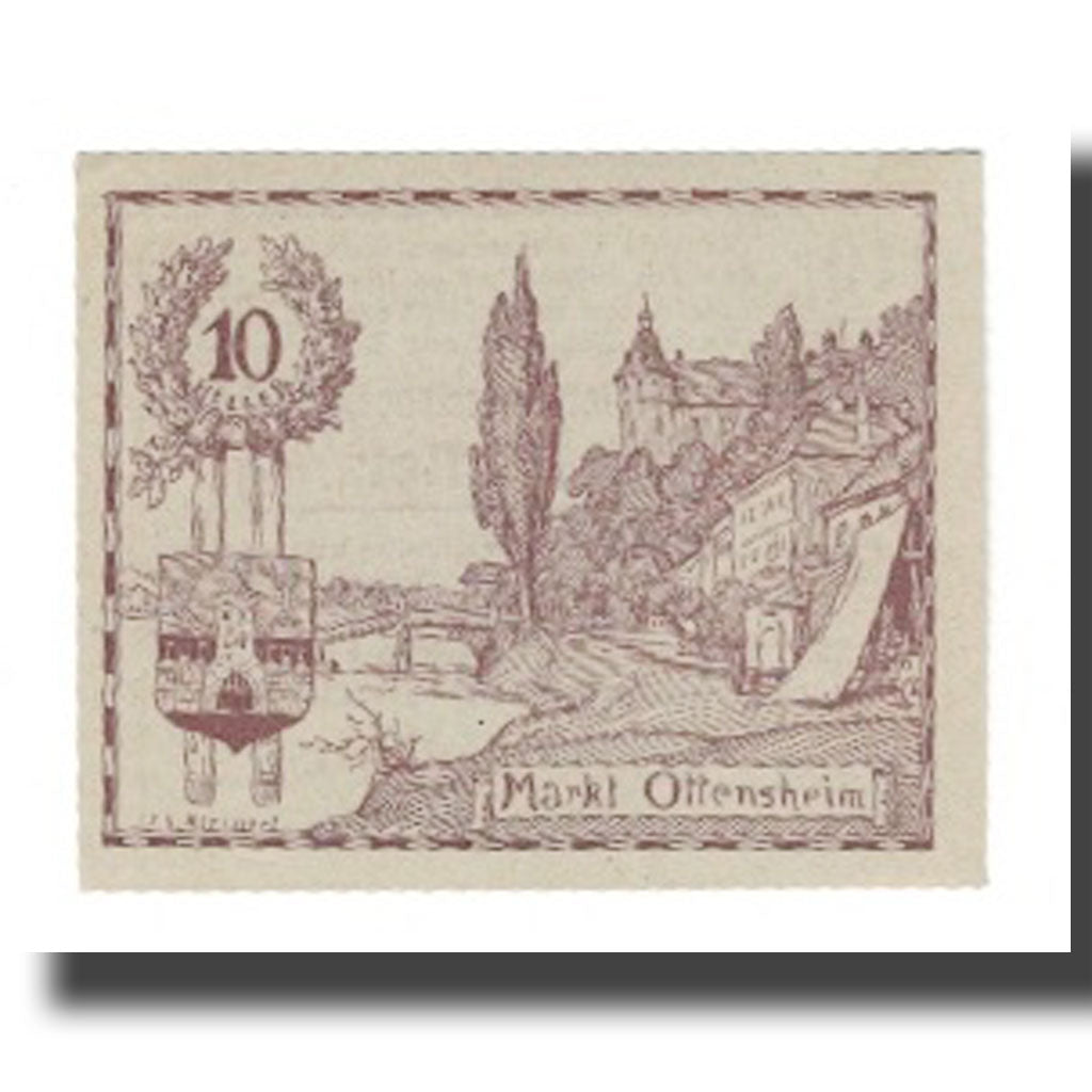Banknot, Austria, Ottensheim O.Ö. Marktgemeinde, 10 Heller, Texte, 1920